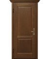 Дверь входная в квартиру Cerber 24 - Наборная панель из массива Дуба. Цвет: Дуб Кремовый. Фигурные наличники и капитель Luce.